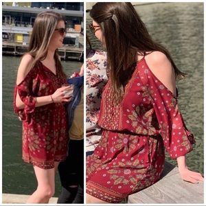 Burgundy Open Sleeve Romper